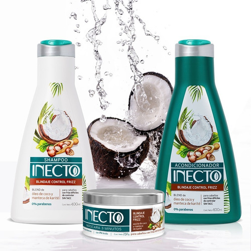 Set Shampoo Acondicionador Y Máscara Inecto Blindaje Control