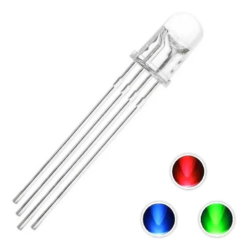 5 X Led Rgb Alto Brilho Difuso 5mm Anodo Comum Arduino Pic