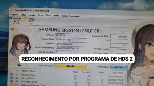 Hd 250 Gb Sp2514n - Não Acompanha Placa Lógica Cod. 3464b Prateado (Usado)