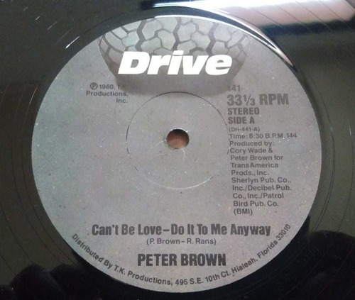 Peter Brown Can't Be Love Vinilo 12 Usa 1980 Disco Funk Soul