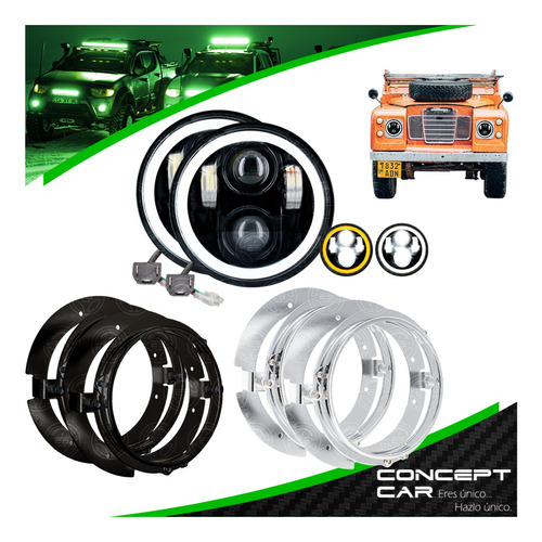 Kit 2 Faro Unidad Redonda 4 Led 5.75 5 3/4 PuLG Con Base F1