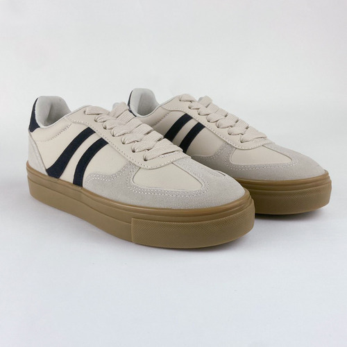 Tenis Mujer Moda Samba Zapato Dama Sofía Beige Urbano En Tendencia, Cómodo Y Casual