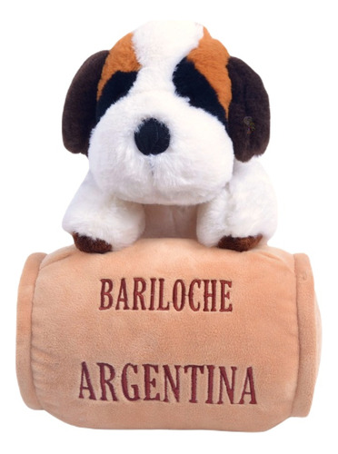 Perro San Bernardo De Peluche Con Barril Bordado Cute