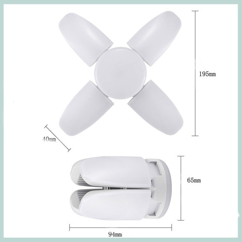 Foco Lámpara Luz Led 28w Tipo Ventilador Ajustable 4 Aspas
