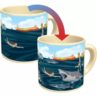 Shark! Heat Changing Mug - Add Coffee Or Tea And Sharks L...