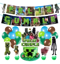 Comprar Minecraft La Pelicula Set Globos+accesorios Feliz Cumpleaños Verde Feliz Cumpleaños Minecraft La Pelicula