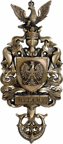 Polonia Escudo De Latón Aldaba Con Witamy/placa De Bienvenid