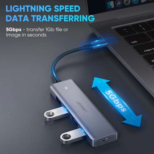 Hub Usb C De 4 Puertos Usb 3.0 Con Carga Micro Usb 5v Ugreen