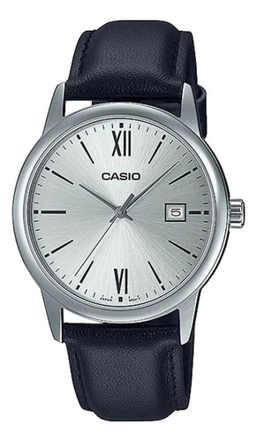 Reloj Casio Mtpv002l-7b3udf Cuarzo Hombre Color de la correa Negro Color del bisel Plateado Color del fondo Blanco