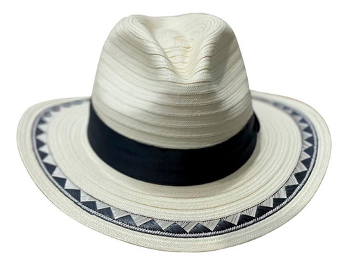 Sombrero Panameño 23 Fibras Exclusivo Blanco Tejido A Mano