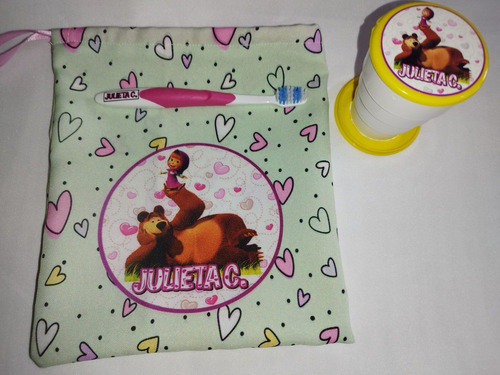 Bolsita De Jardín+vaso+cepillo Personalizado Niños Kit/set