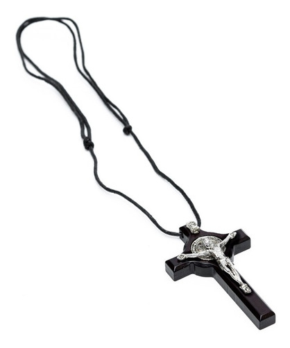 Collar Crucifijo Cristo Para Comunión O Confirmación 8cm Color Marrón Oscuro