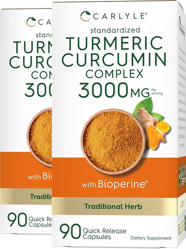 Turmeric Curcumin 3000 Mg Con Bioperine X 90 Caps. Carlyle