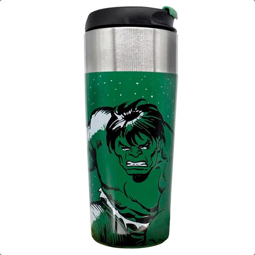 Copo Termico 300ml Aço Inox C Tampa De Pressao Marvel Comics