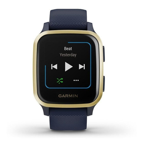Imagen 1 de 5 de Smartwatch Garmin Venu Venu Sq - Music Edition 1.3" caja 40mm de  polímero reforzado con fibra  navy, malla  navy de  silicona y bisel  light gold de  aluminio anodizado