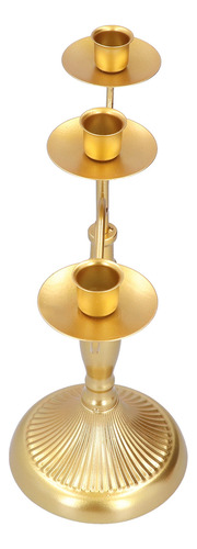 Candelabro Decorativo Dorado Con Tres Cabezas