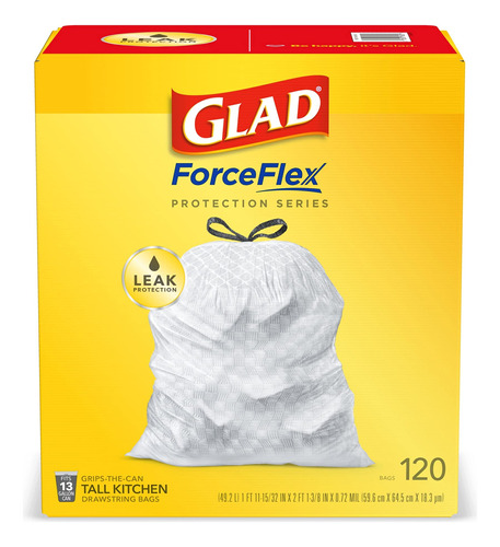 Glad Forceflex - Bolsas De Basura Altas Con Cordn De Cocina,