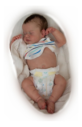 Muñeca De Bebé Sleeping Reborn De 45 Cm, Pintada En 3d Con V