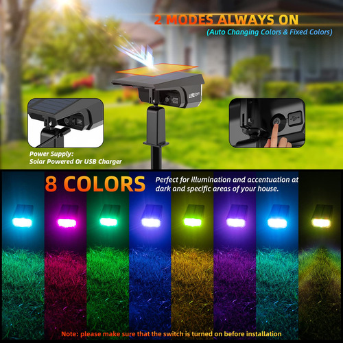 Focos Solares Led Rgb Para Exteriores, 40 Luces De Paisaje
