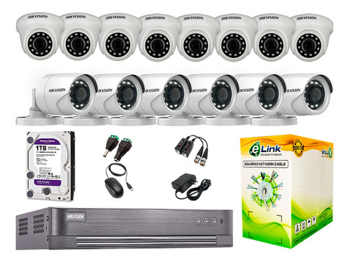 Kit 14 Camaras De Seguridad Hikvision Hd 1tb Completo