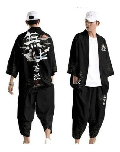 Conjunto De Chamarra Y Pantalón Tipo Kimono Para Hombre