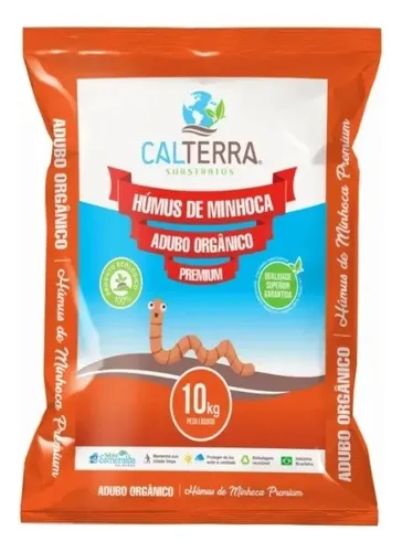 Húmus de Minhocas Calterra 10kg Adubo Orgânico Fertilizante Terra...
