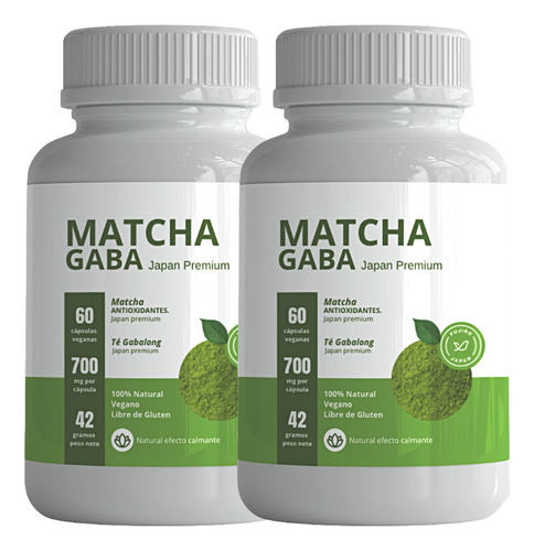 Té Verde Matcha Gaba Orgánico Kit-2 Botes 60 Cápsulas Vegana