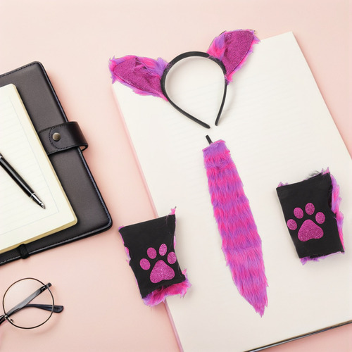 1 Juego De Diademas Con Orejas De Animal, Guantes, Accesorio