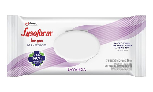 Lenço Umedecido Lysoform Desinfetante Lavanda Com 36 Un