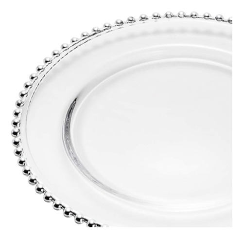 Wolff ROJE2921 Sousplat Pearl Silver Cm Cor Transparente com prata