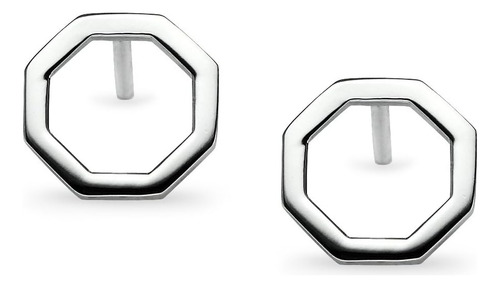 Aretes Huecos De Octágono Abierto De Plata Esterlina, Juego