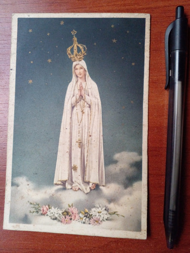 Estampa Tarjeta Virgen De Fátima Antigua Postal