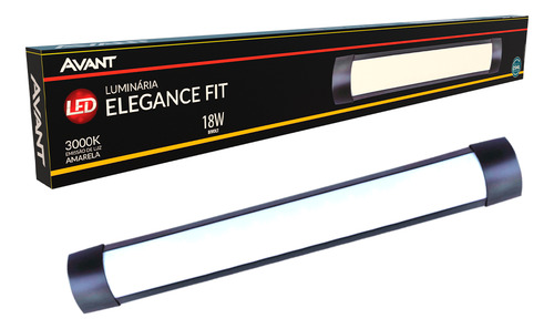 Luminaria Led Elegance Fit 18w 3000k 127V/220V Preto Avant Estrutura Preto Fosco 127V/220V