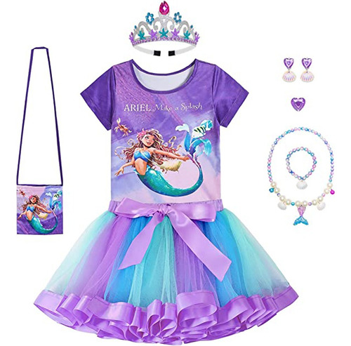 Disfraz De Princesa Ariel De Sirenita Para Niñas Conjunto Tutu Fiesta Cumpleaños Carnaval Halloween Navidad