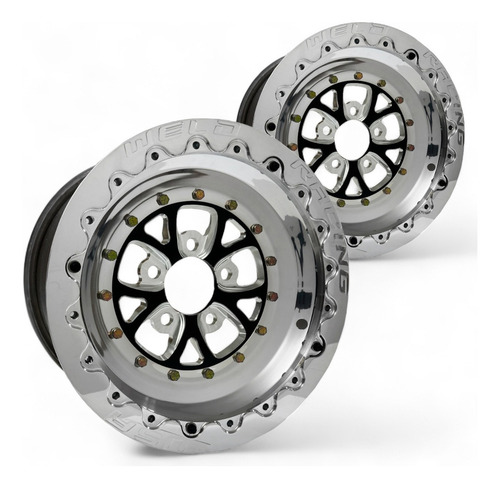 Par De Roda Weld V-series Black C/ Beadlock 15 X 8 X 5 Cor Polida