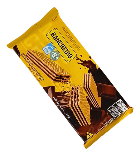 Biscoito Wafer Chocolate 78g Rancheiro - Kit 5 Un