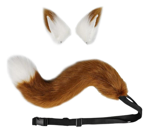 Set De Cosplay De Pelo Sintético Con Orejas De Lobo Y Cola F