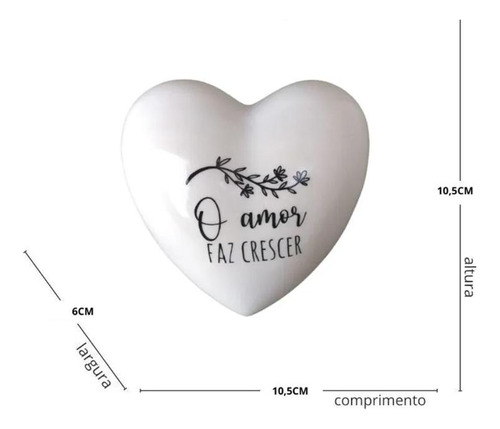 Vaso Cachepot De Parede Coração Frase O Amor Faz Crescer