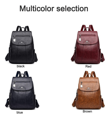 Mochila Impermeable De Piel Suave Para Mujer.