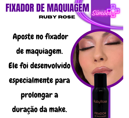 Fixador De Maquiagem Ruby Rose Hb 312 Secagem Rápida Fixação