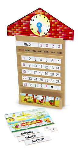 Imagem 3 de 4 de Calendário Relógio brinquedo Educativo Pedagógico Carlu 64pc
