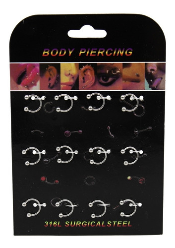 Piercing Circular Barbell Acero 72 Pcs 6 Display 1,2x8x3mm