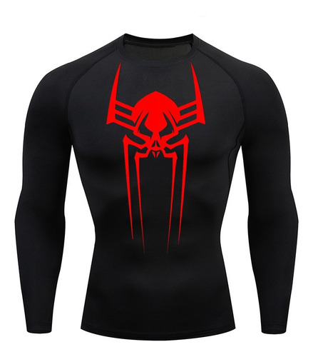 Playera Deportiva Hombre Elástico Spider-man Manga Larga