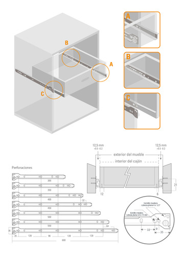 10 Par Corredera Cajon Sbp-300 | Ducasse
