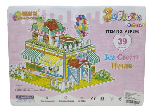 Rompecabezas 3d Heladeria - Ice Cream House - 39 Piezas