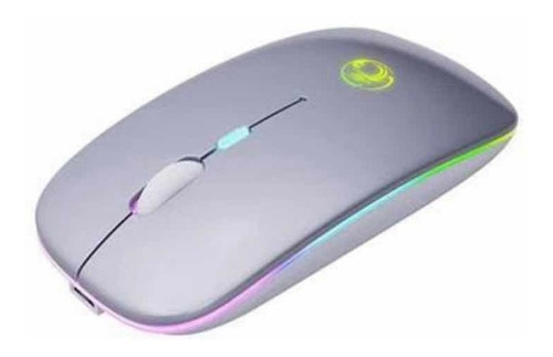 Mouse Sem Fio Recarregável Wireless Led Rgb Ergonômico Cor Prateado