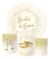 Comprar Painel Redondo E Capas Cilindro Sublimado Bodas De Ouro