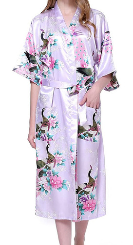 Albornoces De Mujer Pavo Real Kimono Largo Bata Japonesa 348