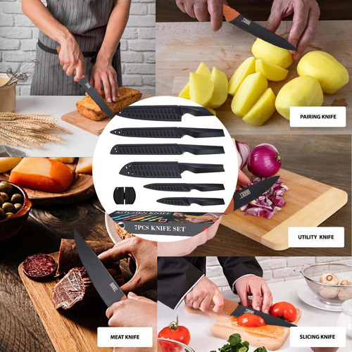 Juego Cuchillos Hogar 7pzs Para Carne/verdura/fruta