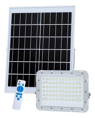 Reflector Led Solar 1000w Exterior Control Remoto Recargable Carcasa Negro